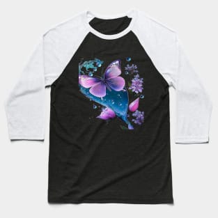 Butterfly And Plants Baseball T-Shirt